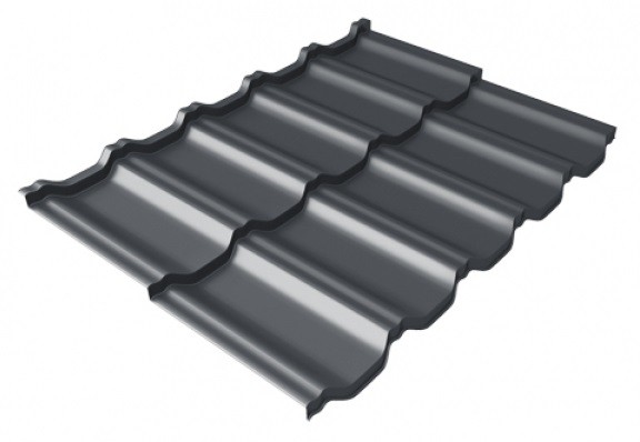 Металлочерепица модульная Квинта Uno Grand Line c 3D резом 0,5 Satin Мatt RAL 7024 мокрый асфальт купить в Череповеце