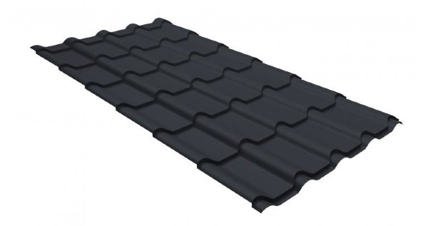 Металлочерепица камея GL 0,5 GreenCoat Pural RR 23 темно-серый (RAL 7024 мокрый асфальт) купить в Череповеце