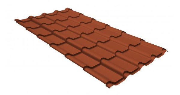 Металлочерепица камея GL 0,5 GreenCoat Pural RR 750 кирпично-красный (RAL 8004 терракота) купить в Череповеце