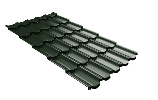 Металлочерепица квинта плюс с 3D резом 0,5 GreenСoat Pural Matt RR 11 темно-зеленый (RAL 6020 хромовая зелень) купить в Череповеце