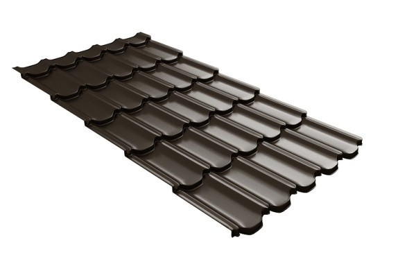 Металлочерепица квинта плюс с 3D резом 0,5 GreenСoat Pural Matt RR 32 темно-коричневый (RAL 8019 серо-коричневый) купить в Череповеце
