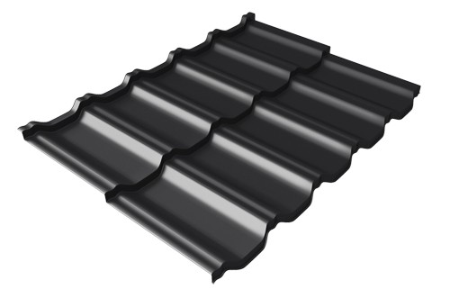 Металлочерепица модульная Квинта Uno Grand Line c 3D резом 0,5 Satin Мatt RAL 9005 черный купить в Череповеце