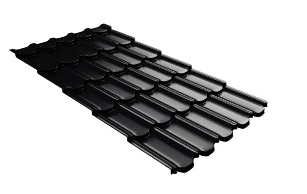Металлочерепица квинта плюс с 3D резом 0,5 Satin RAL 9005 черный купить в Череповеце