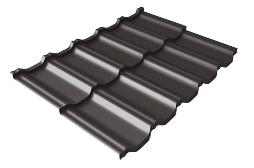 Металлочерепица модульная Квинта Uno Grand Line c 3D резом 0,5 Satin RR 32 темно-коричневый купить в Череповеце