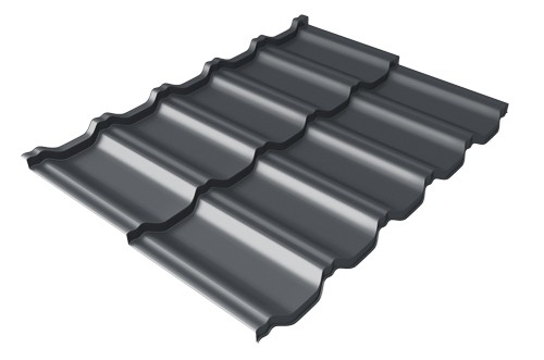 Металлочерепица модульная Квинта Uno Grand Line c 3D резом 0,5 Velur RAL 7024 мокрый асфальт купить в Череповеце