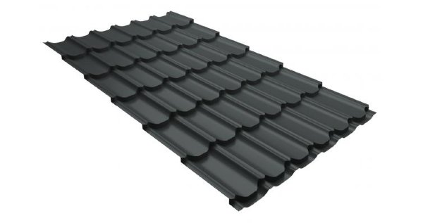 Металлочерепица квинта плюс 0,5 GreenCoat Pural RR 23 темно-серый (RAL 7024 мокрый асфальт) купить в Череповеце
