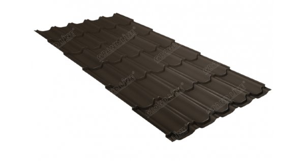 Металлочерепица квинта плюс 0,5 GreenCoat Pural Matt RR 32 темно-коричневый (RAL 8019 серо-коричневый) купить в Череповеце